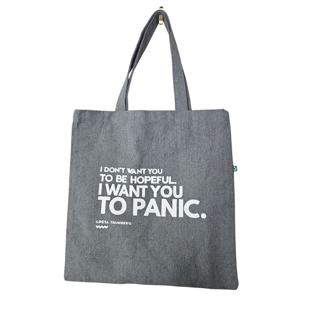 Greta Thunberg Gray Reusable Canvas Tote Bag Gorpcore Recycle Casual Cotton